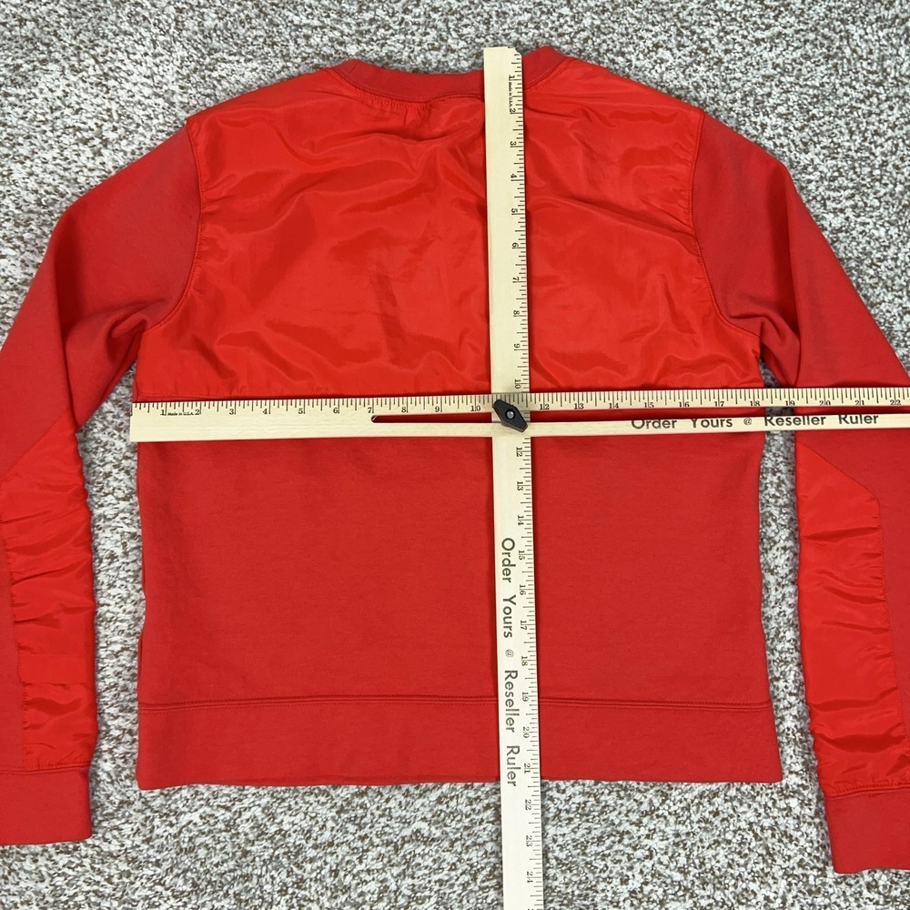 Nike Sweatshirt Womens Medium Red Crewneck Fleece Swoosh Logo Woven Panels Sport - Picture 8 of 10